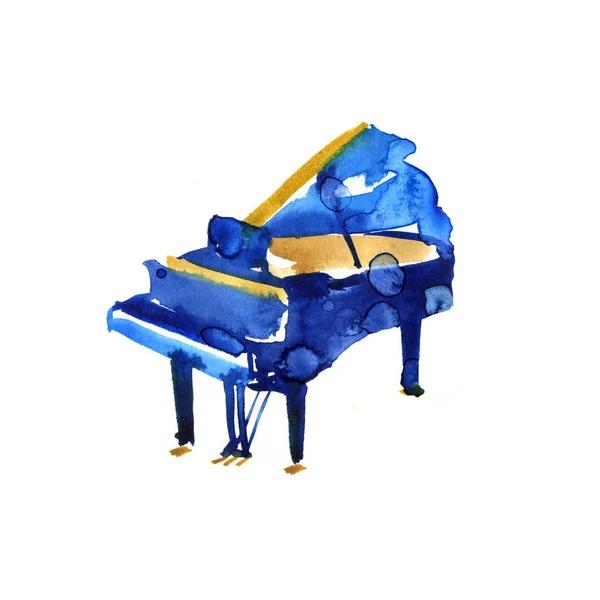 Sketch watercolor grand piano on white background — Stock Photo, Image