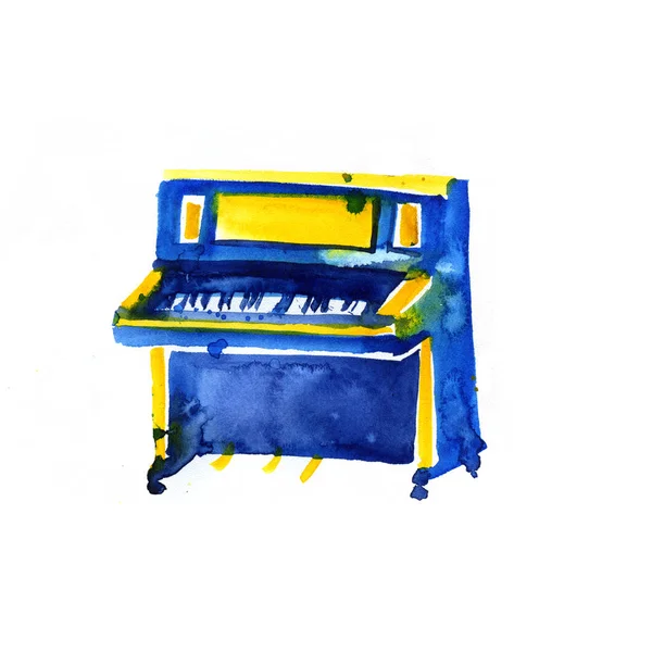 Esboço aquarela piano em um fundo branco — Fotografia de Stock