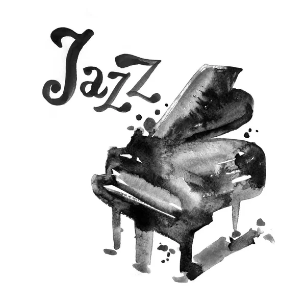 Φεστιβάλ, αφίσα πρότυπο υπόβαθρο μουσική. Ακουαρέλα πιάνο με γράμματα. — Φωτογραφία Αρχείου