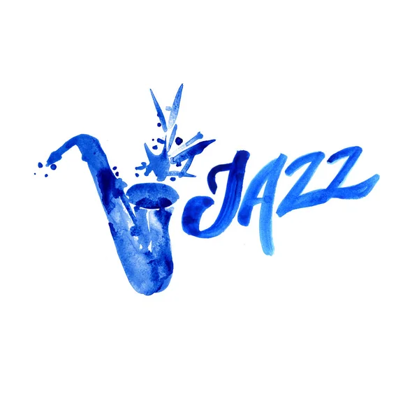 Jazzmusik, affisch bakgrund mall. Akvarell grafisk design. — Stockfoto