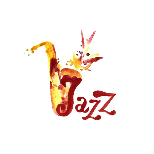 Música jazz, plantilla de fondo de póster. Diseño gráfico de acuarela . —  Fotos de Stock