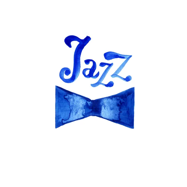 Caz müzik logo poster şablonu. Suluboya arka plan için kart, el ilanı, broşür, broşür, afiş, web tasarım. — Stok fotoğraf