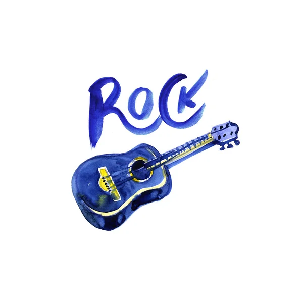 Modèle de conception de concert logo Rock avec éclaboussure d'aquarelle . — Photo