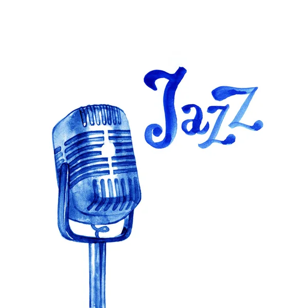Шаблон плаката з логотипом джазової музики. Анотація акварельного фону для карт, листівок, брошур, банерів, веб-дизайну . — стокове фото