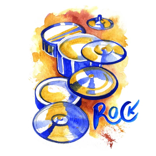 Πρότυπο σχεδίασης συναυλία λογότυπο ροκ με ακουαρέλα πιτσιλίσματα. — Φωτογραφία Αρχείου