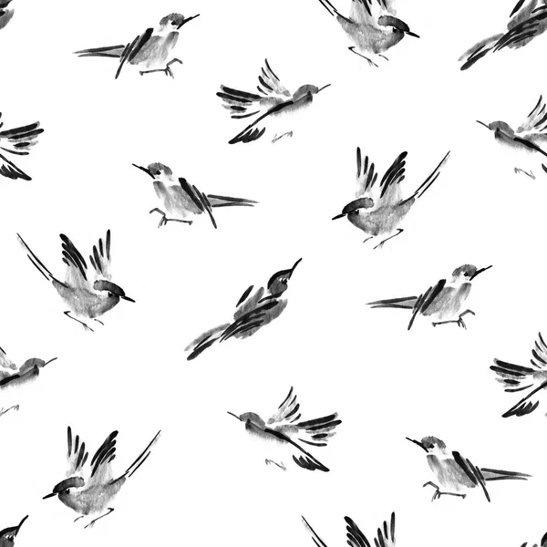 Watercolor bird seamless pattern can be used for wallpaper, website background, textile printing — Stock Photo, Image