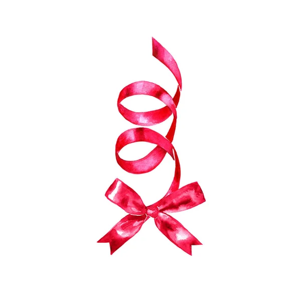 Acquerello colorato rosso rosa isolati archi decorativi di nastro — Foto Stock