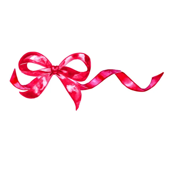 Akvarell színes piros rózsaszín elszigetelt dekoratív íjak a szalag — Stock Fotó