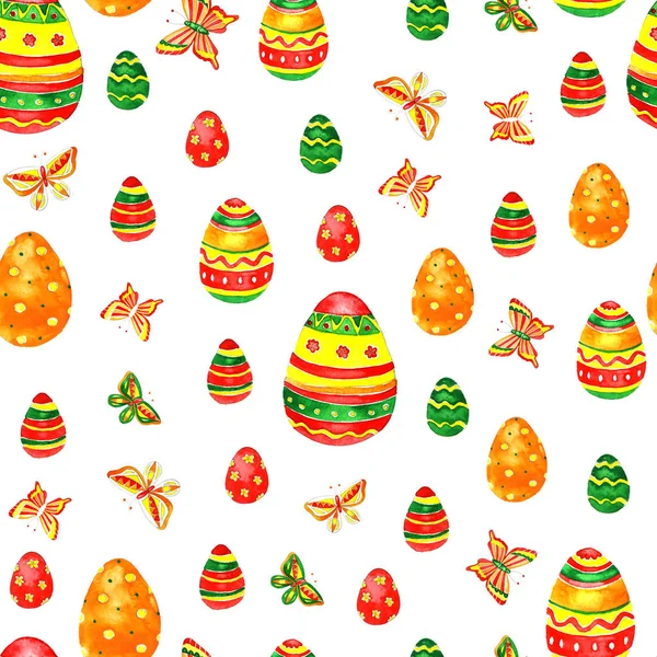Modello di Pasqua senza cuciture con uova su sfondo bianco . — Foto Stock