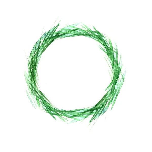 Trigo en círculo, hierba de trigo verde acuarela. Diseño de Pascua . —  Fotos de Stock