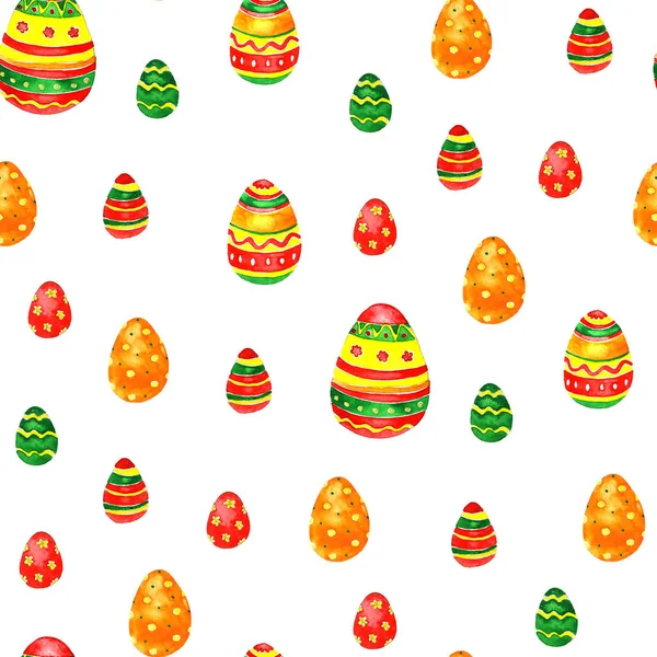 Modello di Pasqua senza cuciture con uova su sfondo bianco . — Foto Stock