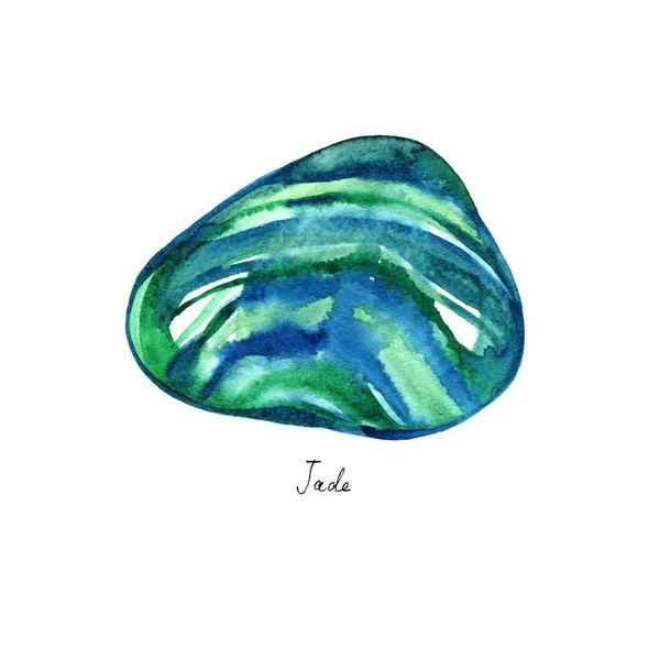 Aquarela jade turquesa e rauchtopaz pedras isoladas no fundo branco . — Fotografia de Stock