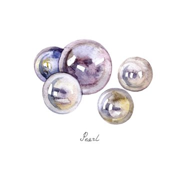 Watercolor pearl isolated on white background clipart
