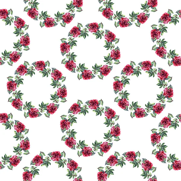 Pattern with watercolor realistic rose, peony and butterflies. Illustration. — Stock Photo, Image