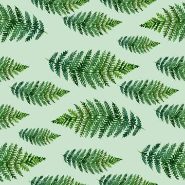 Fern ile tropikal suluboya soyut desen bırakır