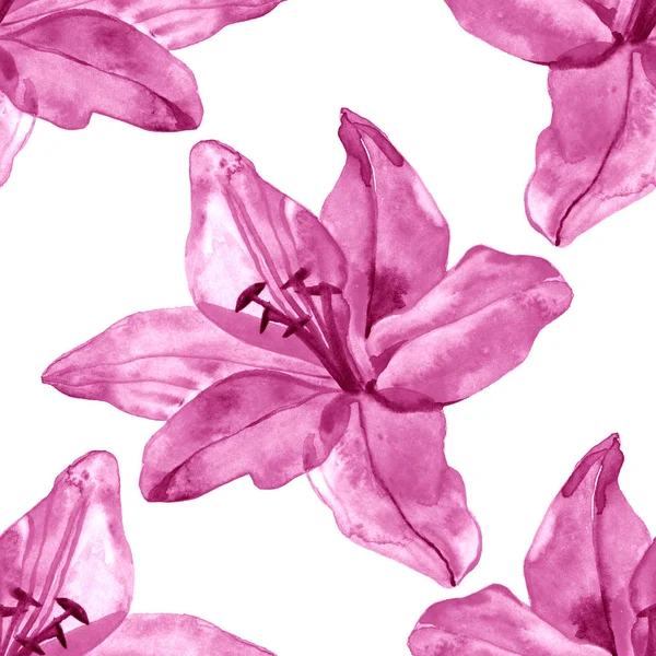 Beyaz arka plan üzerinde renkli lilyum çiçek ile Seamless modeli. düğün davetiyeleri ve tebrik kartı tasarımı için çiçek çiçek açan kümesi.