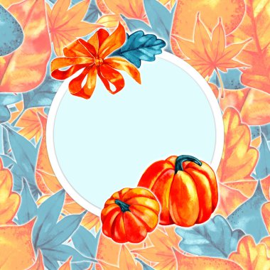 Suluboya sonbahar çerçeve. Arka plan. Elle çizilmiş unsurları çelenk yaptı.