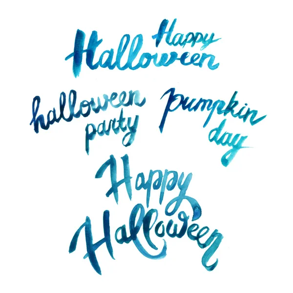 Pincel aquarela letras Feliz Halloween caligrafia — Fotografia de Stock