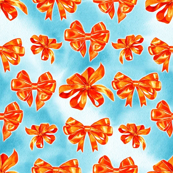 오렌지 리본 흰색 배경에 고립 된 완벽 한 패턴 — 스톡 사진