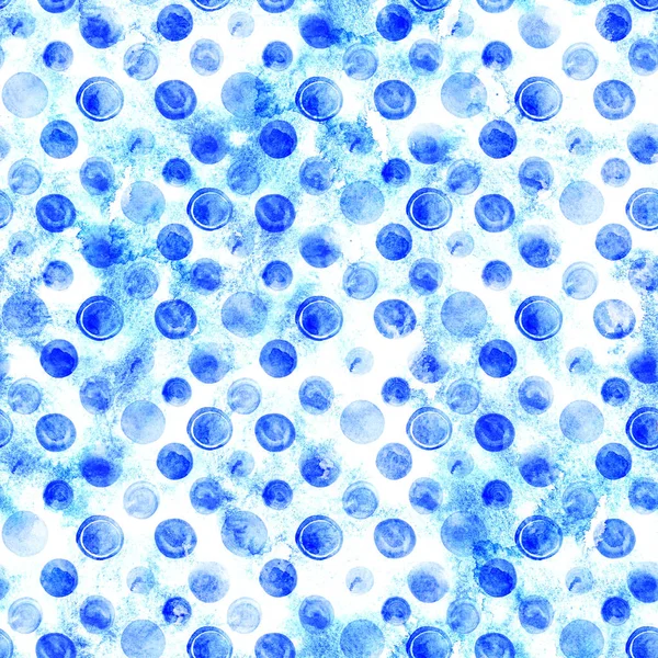 Beyaz bitti izole yuvarlak mavi nokta sorunsuz elle çizilmiş suluboya desen yaptı.