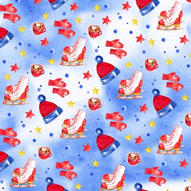 Vintage Noel seamless modeli. Noel süslemeleri illüstrasyonlar. Kış arka plan