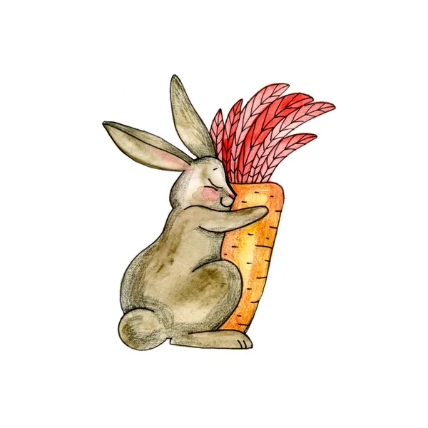 Lindo conejito acuarela ilustración. Pequeños conejos hermosos . — Foto de Stock