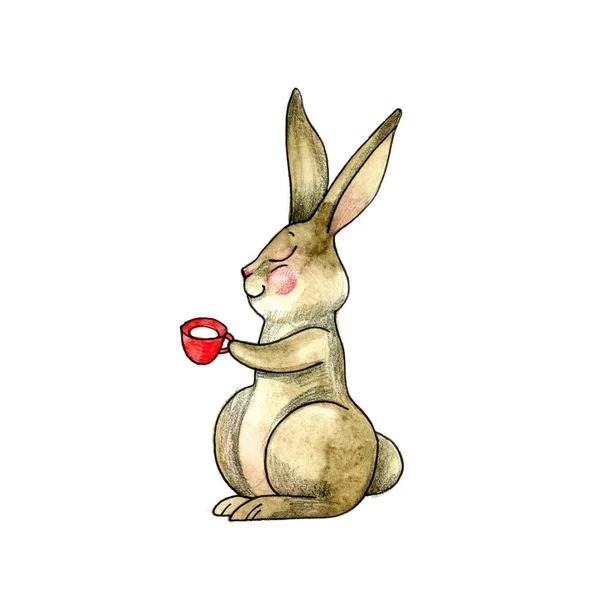 Cute bunny watercolor illustration. Little beautiful rabbits. — Stock Photo, Image