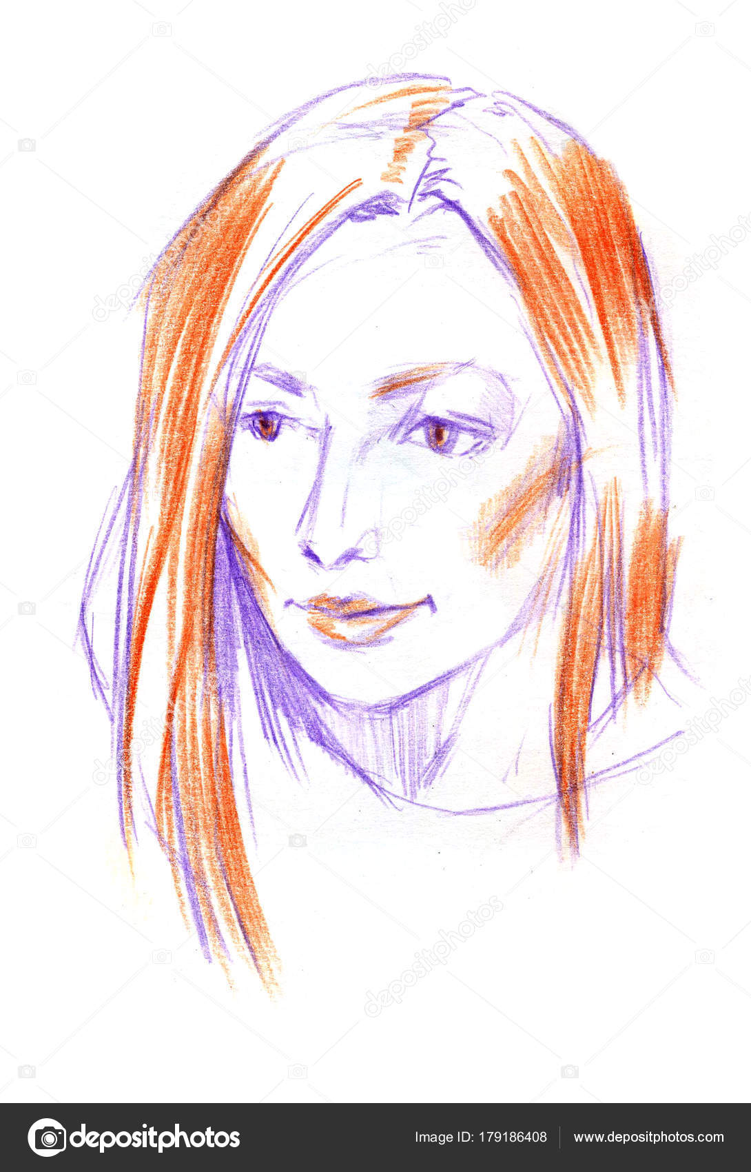 Drawing Portrait Of Young Woman Female Face Sketch Of