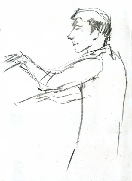 Orchesterleiter mit Stock. Illustration isoliert auf weißem Hintergrund. — Stockfoto
