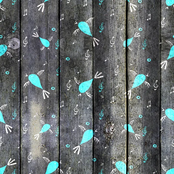 Бесшовный рисунок птиц, весенний фон с поющими птицами — стоковое фото