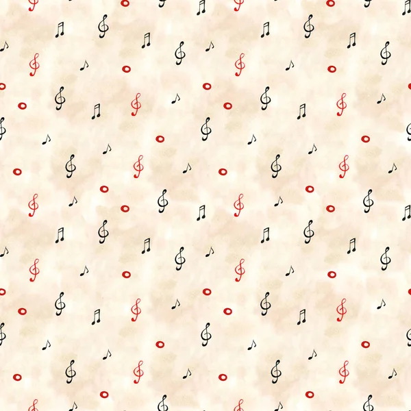 watercolor artistic music background - seamless pattern with notes