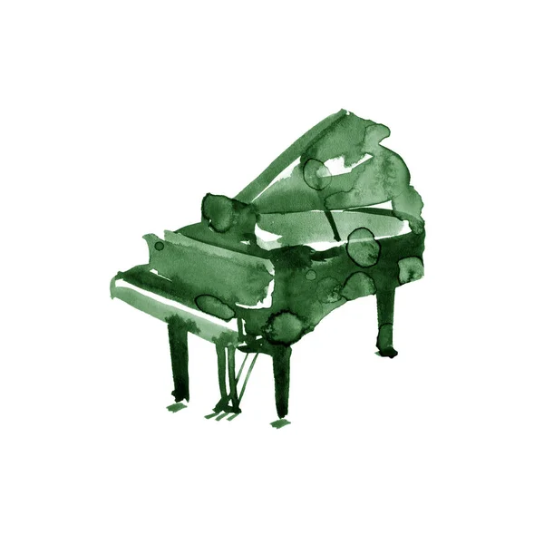 Πιάνο. Μουσικά όργανα. Απομονωμένα σε λευκό φόντο. Ακουαρέλα εικονογράφηση — Φωτογραφία Αρχείου