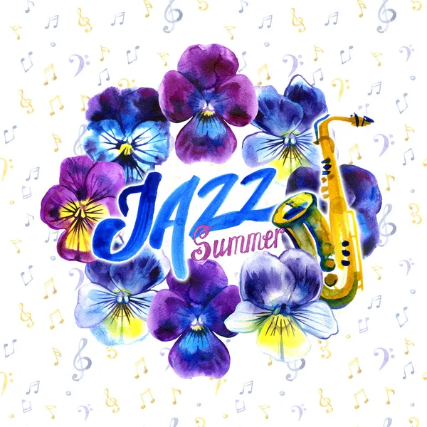 Summer concert Jazz and Blues music festival. Poster background template.