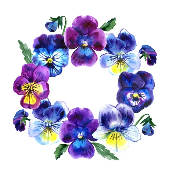 Convitto con fiori finocchi disegnati a mano. Viola, viola, giallo con foglie verdi. Fondo retrò con fiori romantici. Cornice perfetta per biglietti di nozze e di compleanno, inviti — Foto Stock