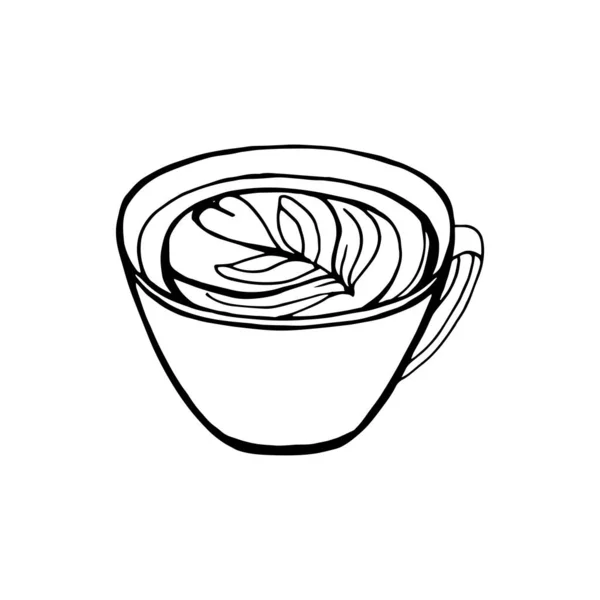 Icône de coupe d'arôme. Café, thé, symbole de boisson. Restaurant, café, bar, cafétéria. Latte, cappuchino, thé, matcha. Coupe chaude avec le signe de boisson d'arôme. Conception de dessin à la main. Illustration vectorielle — Image vectorielle