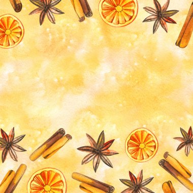 Süslü suluboya Noel çelengi. Kış tatili çerçevesi.