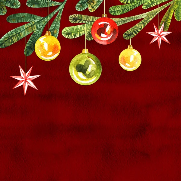 Акварельний різдвяний вінок. Зимове свято Акварель ілюстрація . — стокове фото