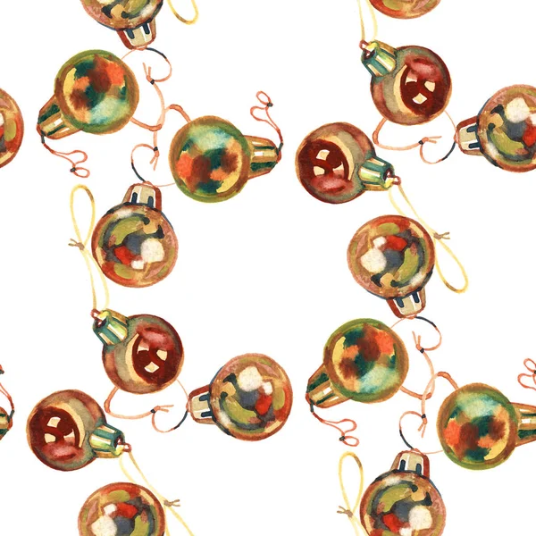 Padrão sem costura de mão desenhado bolas de Natal dourado, design de Natal — Fotografia de Stock