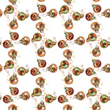 Klasik Noel topları ile kusursuz desen. El yapımı mücevherler..