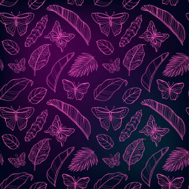 Tropikal neon yaprakları. Renkli Doğa kusursuz arkaplan.