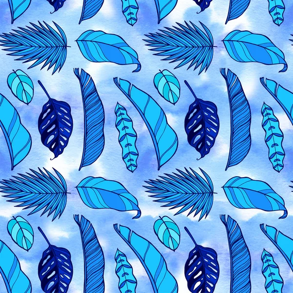 Seamless pattern with tropical palm leaf in neon colors. — Stock Photo, Image