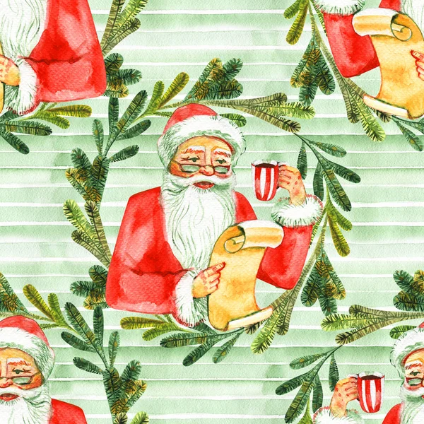 Праздничный бесшовный рисунок с Санта Клаусом. Рождественский фон . — стоковое фото