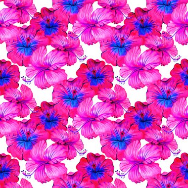 Suluboya, neon, pembe, amber çiçeği, dikişsiz desen. Selamlama, davetiye, ambalaj kağıdı, tekstil ve web tasarımı için mükemmel..