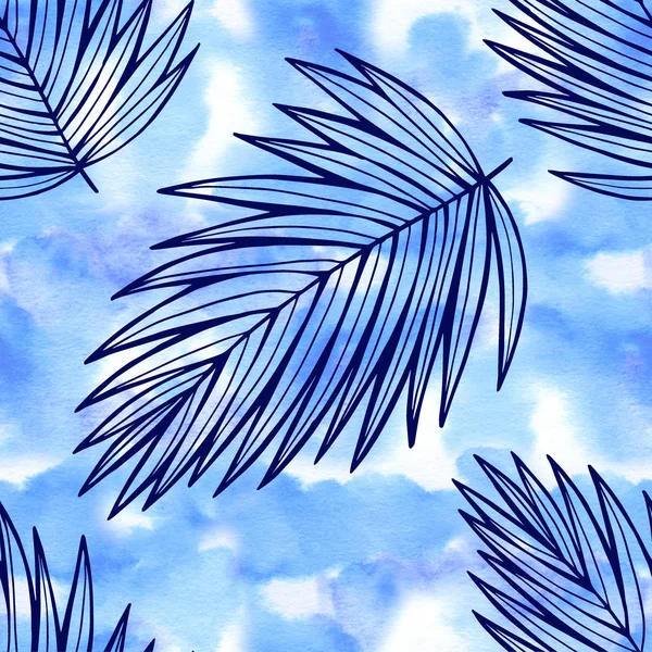 Padrão sem costura com folha de palma tropical em cores de néon . — Fotografia de Stock
