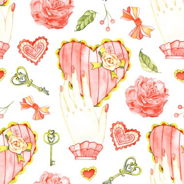 Komik kalpleri olan kusursuz bir desen. Suluboya dokusu.