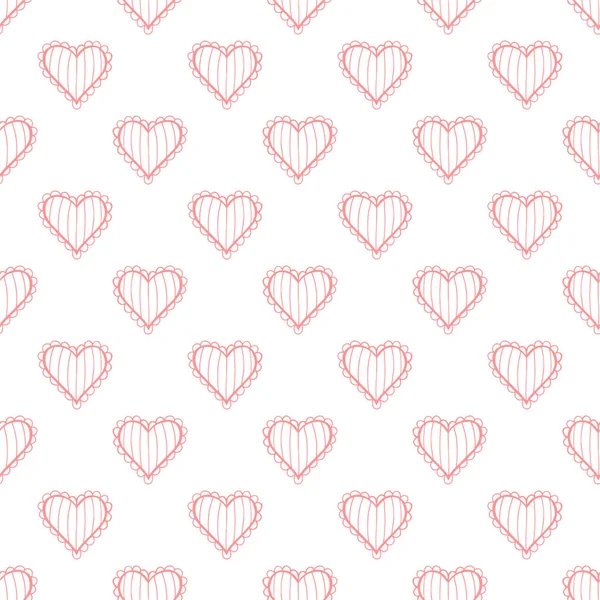 Hand drawn doodle seamless pattern of hearts. Vector background. — Stock Vector