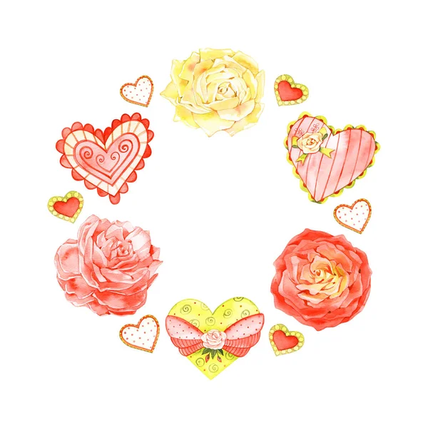 Акварель милая романтическая любовь День Матери Валентина открытка. Иллюстрация акварелью . — стоковое фото
