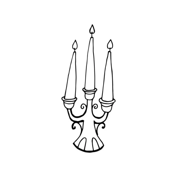 白色背景上手工绘制的装饰蜡烛矢量。 节日请柬、婚礼、复活节问候的概念图,谢谢你的提醒,静止空白 — 图库矢量图片