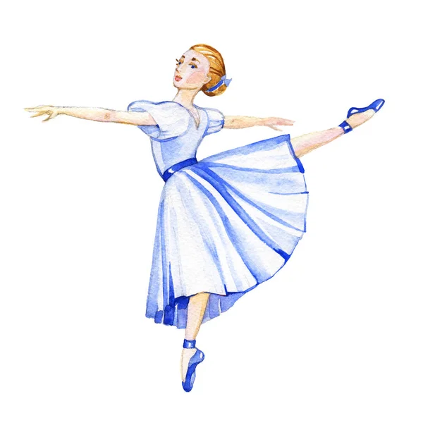Niedliche Ballerina Mädchen. Aquarell-Illustration auf weißem Hintergrund. — Stockfoto