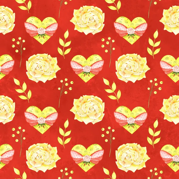 Seamless Roses Background. Watercolor vintage seamless pattern. — Stock Photo, Image